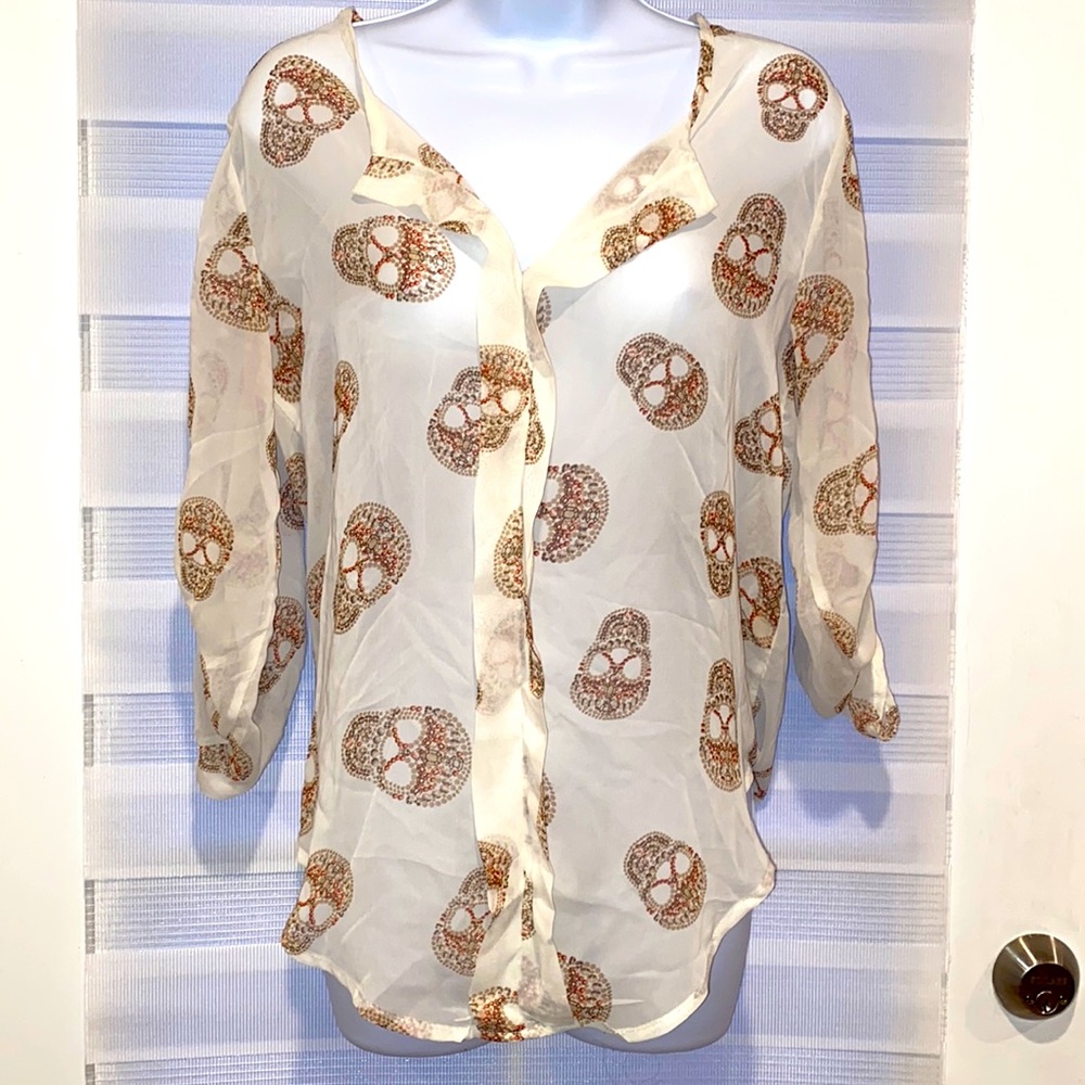 Alt B sheer Jewel Skull sheer flows Top size M
